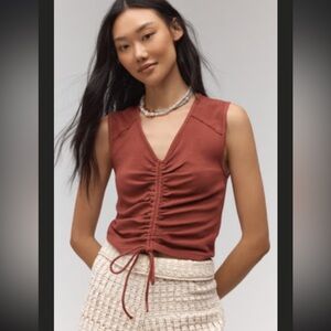 NWT ✨ Anthropologie Pilcro V-Neck Sleeveless Ruched Tee